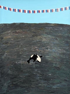 Seien Sie geblendet Bunte Contemporary Ocean Seascape Gemälde eines springenden Orca