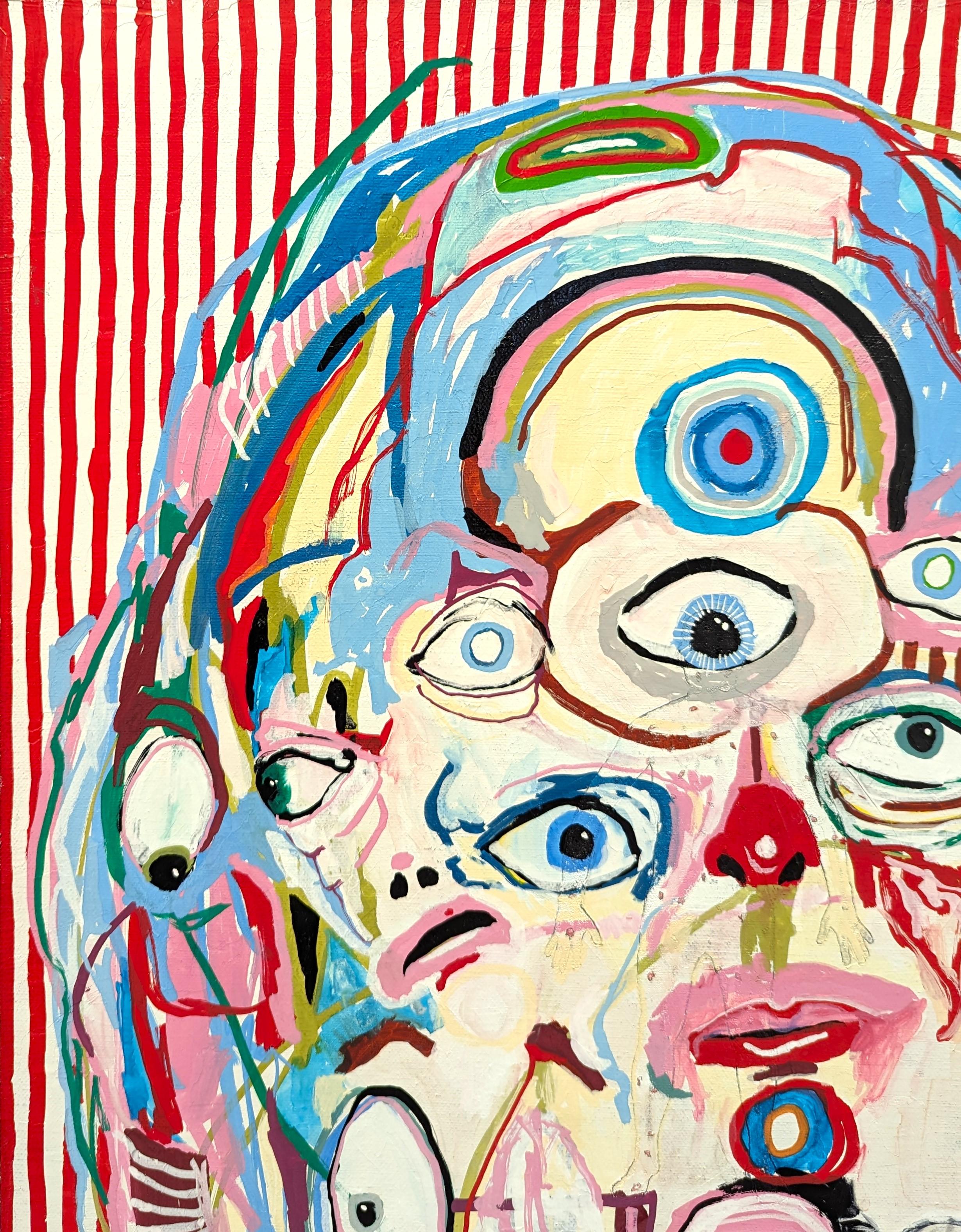 Gelbäugiges, nach Wild riechendes, farbenfrohes zeitgenössisches surrealistisches Gemälde (Zeitgenössisch), Painting, von Alex Paulus