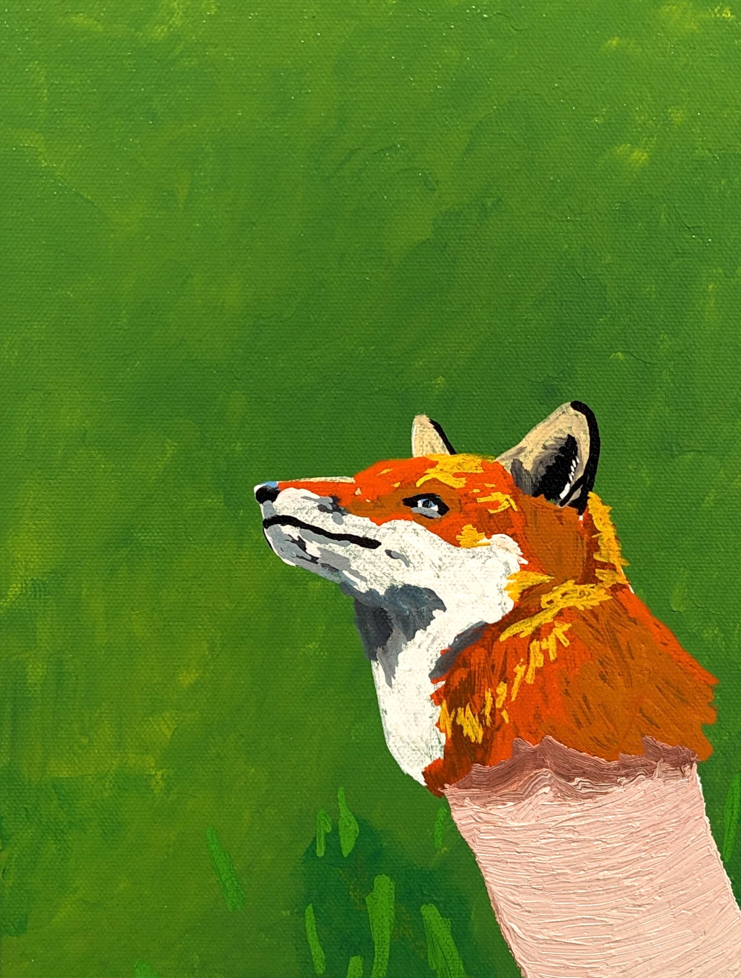 “You're looking good just like a snake in the grass” Contemporary Fox Painting For Sale 1