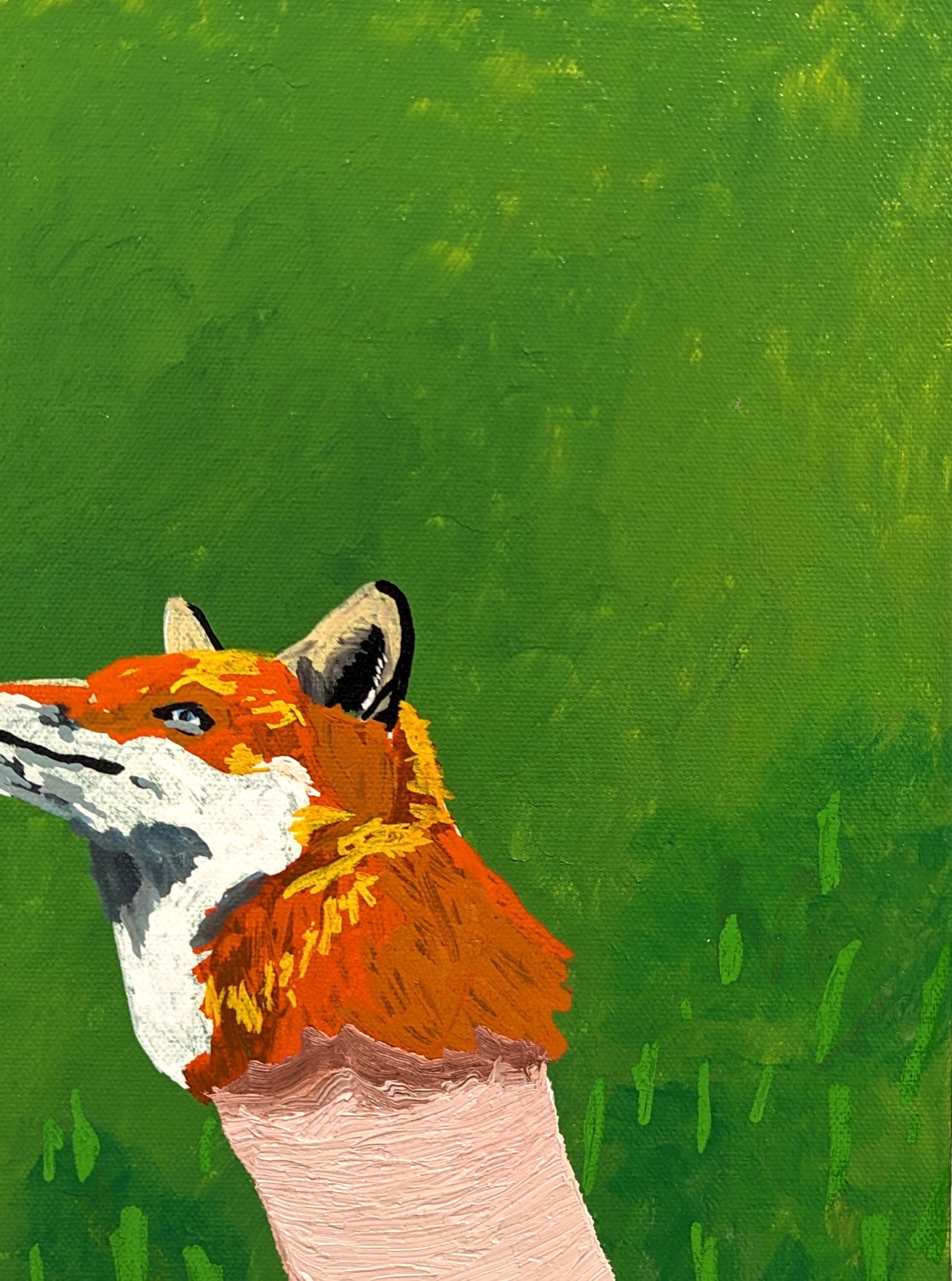 “You're looking good just like a snake in the grass” Contemporary Fox Painting For Sale 2