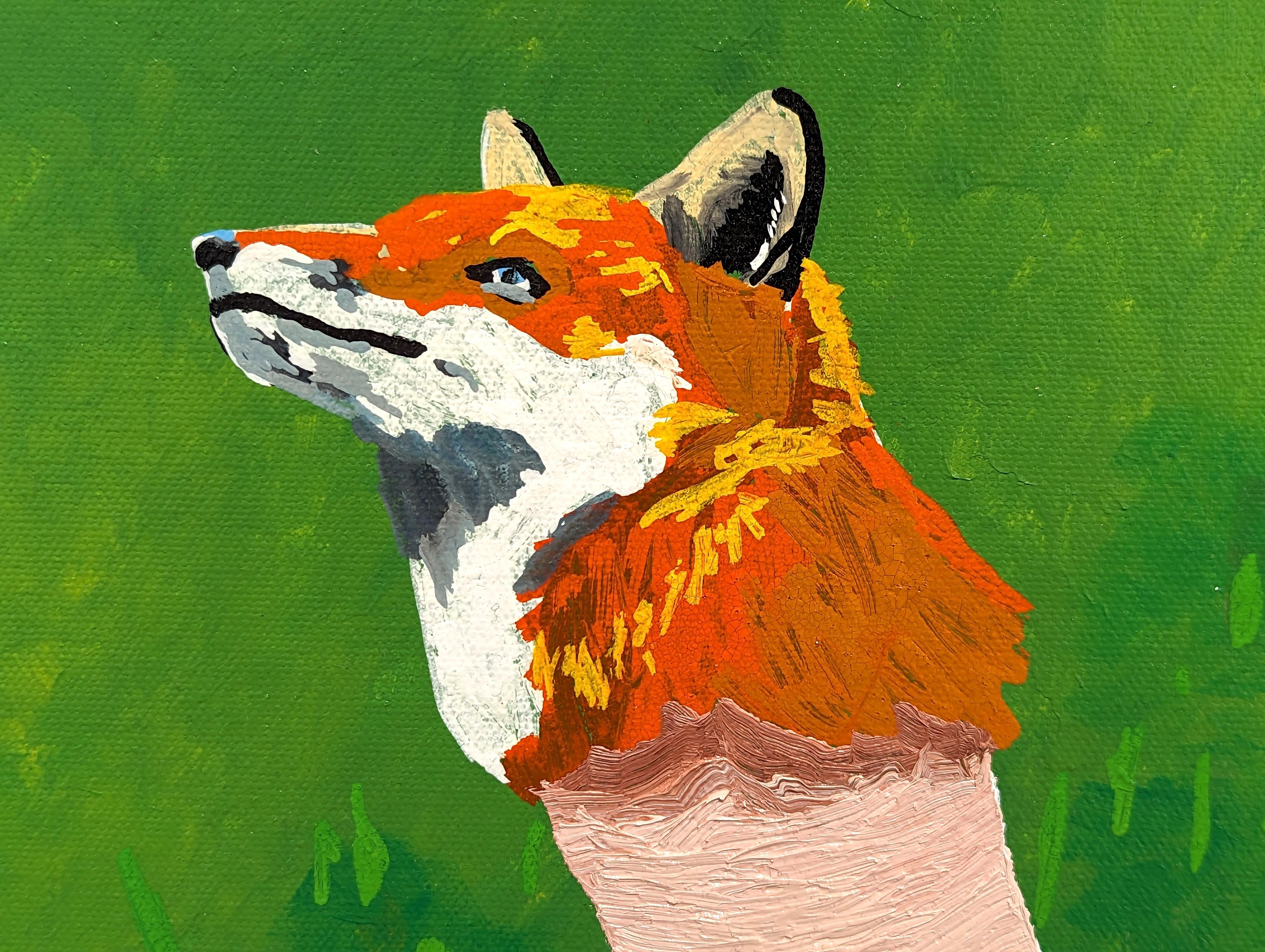 “You're looking good just like a snake in the grass” Contemporary Fox Painting For Sale 5