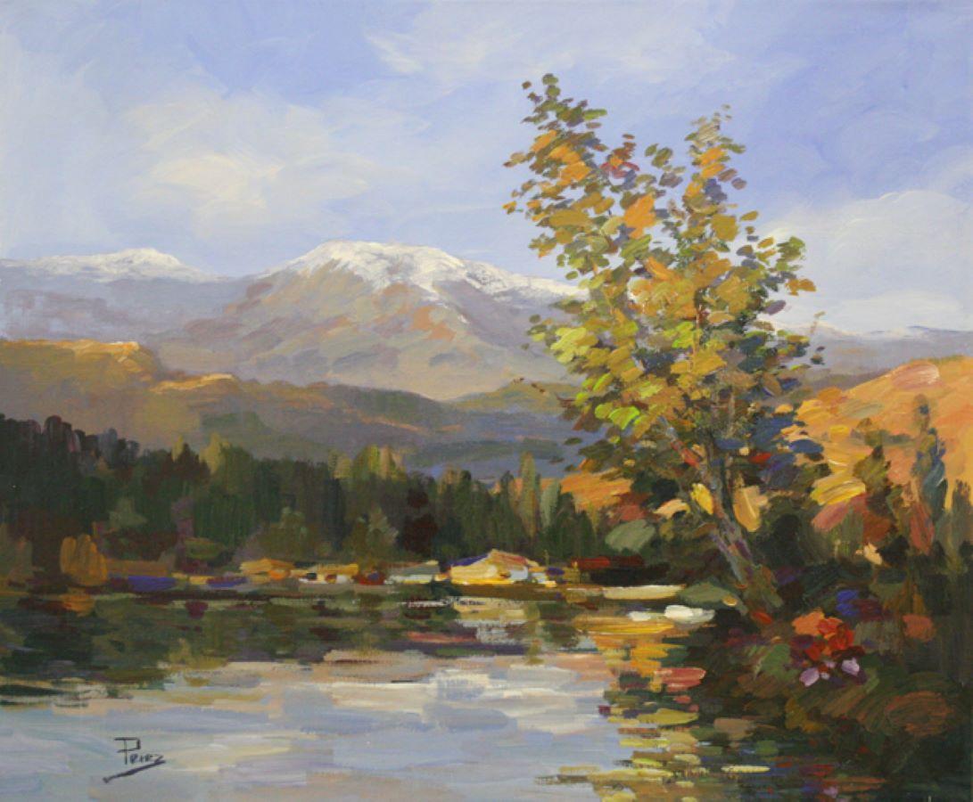 Alex Perez Landscape Painting - Andinean Reflections-Acrylic on Canvas. Signed, comes with COA