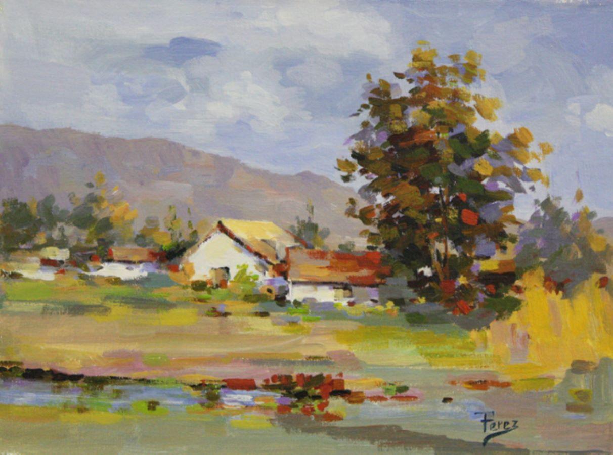Alex Perez Landscape Painting - Campinia’s Colours II-Acrylic on Canvas, Signed by Artist