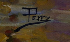 Canal in Burano-Oil on Unstretched Canvas, Signed