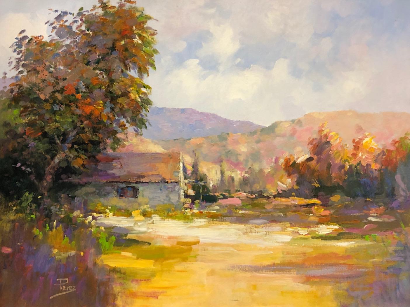 Landscape Painting di Alex Perez - Colori di campagna - Acrilico su tela non tesa. Firmato, viene fornito con COA