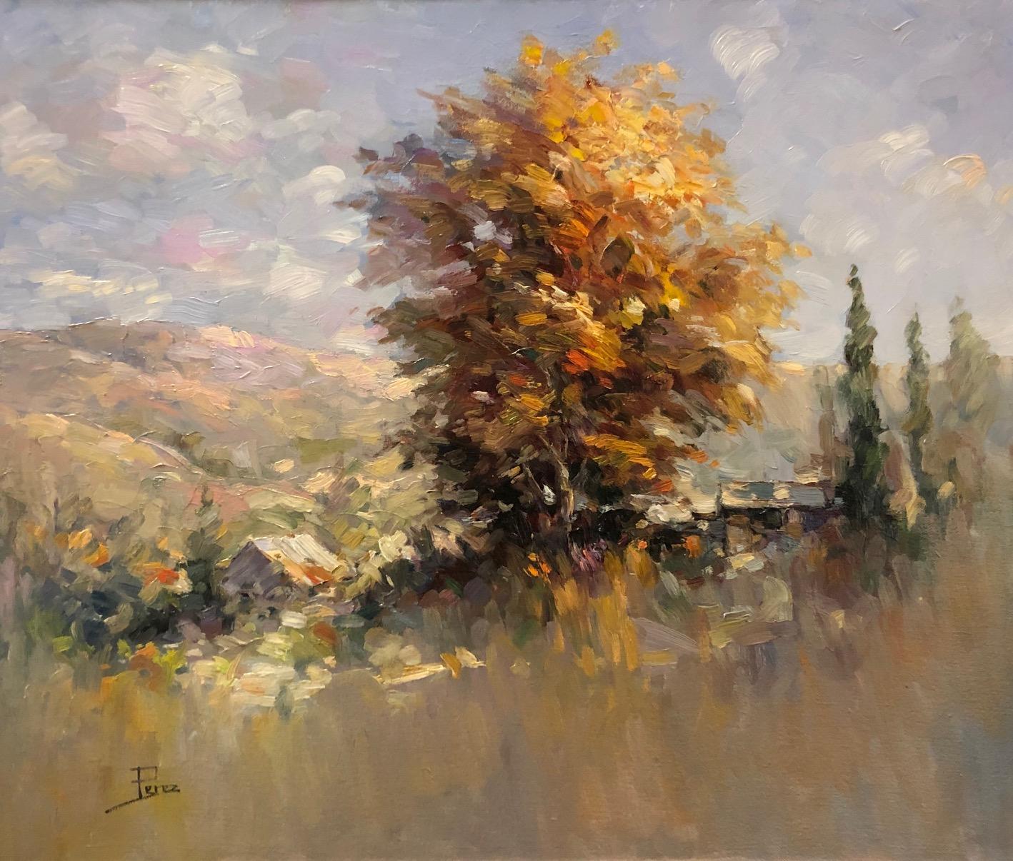 Alex Perez Landscape Painting - Hills Greatness-Oil on Unstretched Canvas. Signed, comes with COA