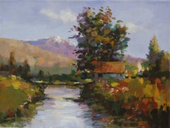 Acrylique sur toile Spring Bridge, signée par l'artiste