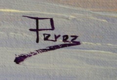 Three House’s Lake-Oil on Unstretched Canvas, Signed by Artist