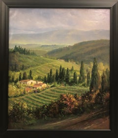 Tuscan Hills-Framed Original Oil on Canvas, Signed by Artist