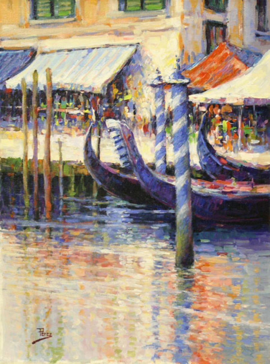 Alex Perez Landscape Painting - Venetian Jewel III-Oil on Unstretched Canvas. Signed, comes with COA