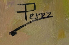 Walking on Hills-Oil on Unstretched Canvas, Signed by Artist