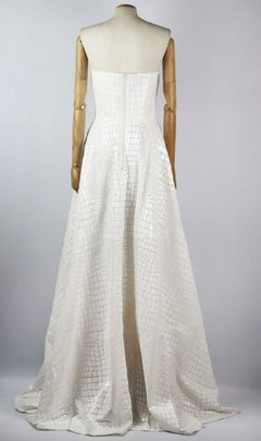 Alex Perry Adams Strapless Croc Effect Crepe Gown