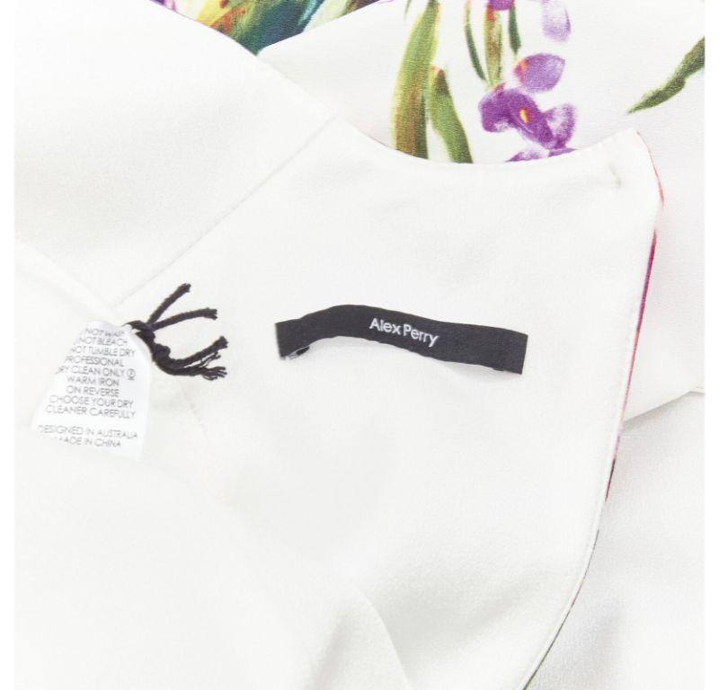 ALEX PERRY Anais blanc violet imprimé floral robe portefeuille ouverte dans le dos UK6 XS en vente 5