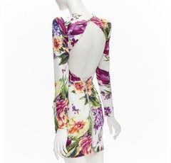 ALEX PERRY Anais white purple floral print open back wrap dress UK6 XS