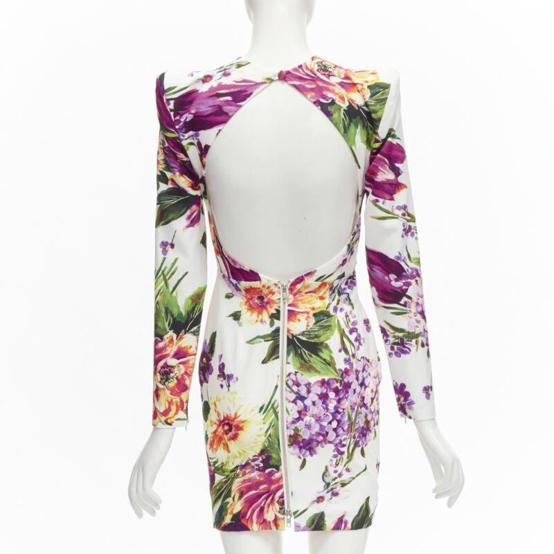 Women's ALEX PERRY Anais white purple floral print open back wrap dress UK6 XS