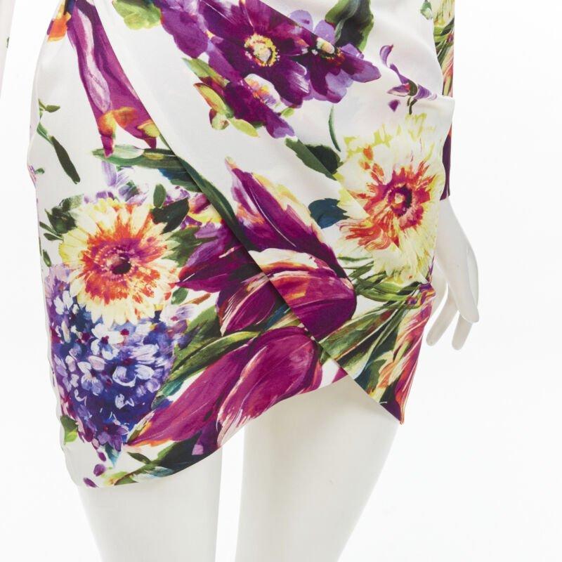 ALEX PERRY Anais white purple floral print open back wrap dress UK6 XS 2