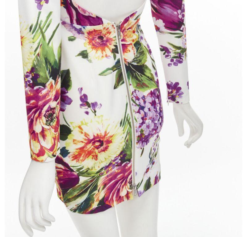 ALEX PERRY Anais blanc violet imprimé floral robe portefeuille ouverte dans le dos UK6 XS en vente 3
