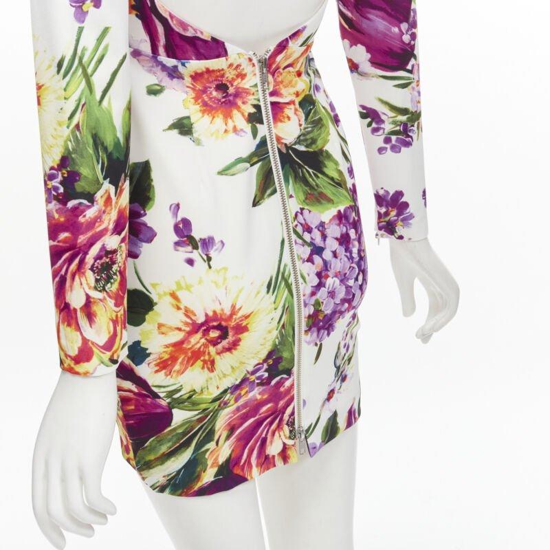 ALEX PERRY Anais white purple floral print open back wrap dress UK6 XS 3