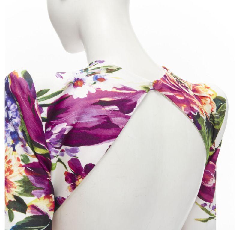 ALEX PERRY Anais blanc violet imprimé floral robe portefeuille ouverte dans le dos UK6 XS en vente 4