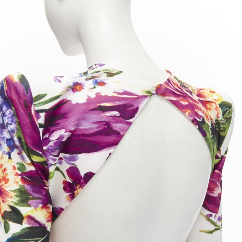 ALEX PERRY Anais white purple floral print open back wrap dress UK6 XS 4