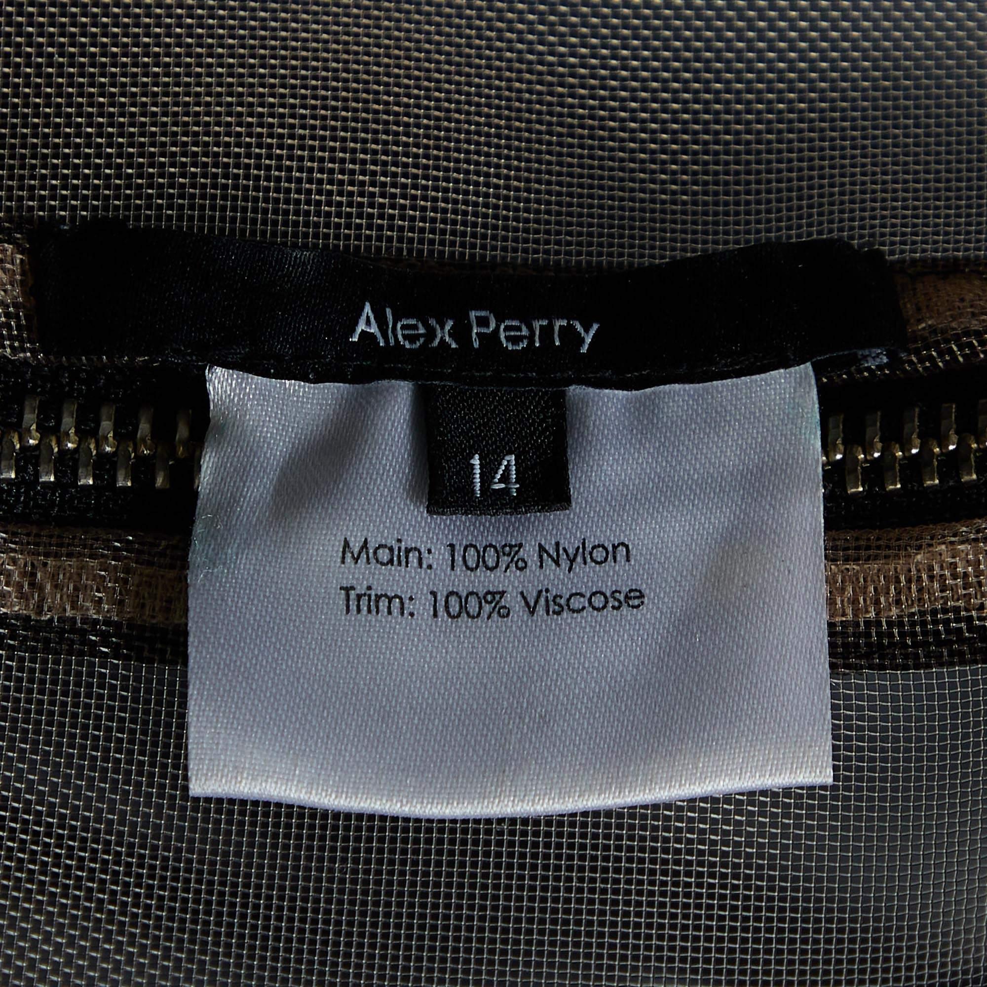Women's Alex Perry Black Mesh Briony Gown L For Sale