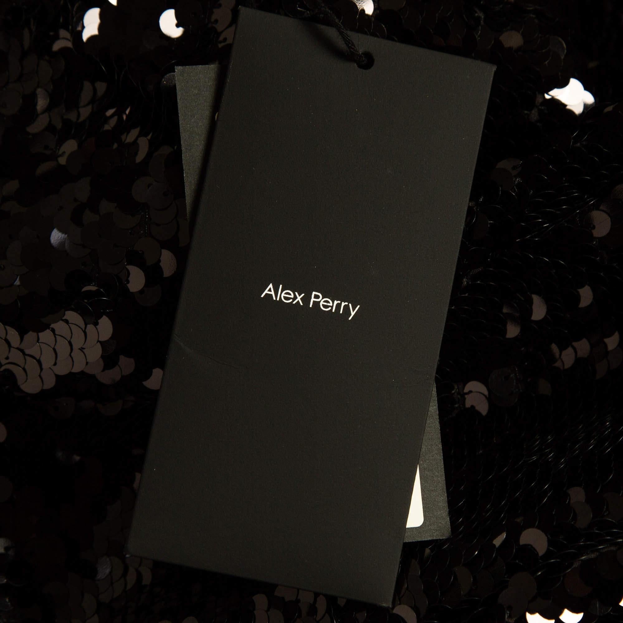 Alex Perry - Vestito senza maniche con lustrini neri M. in vendita 3