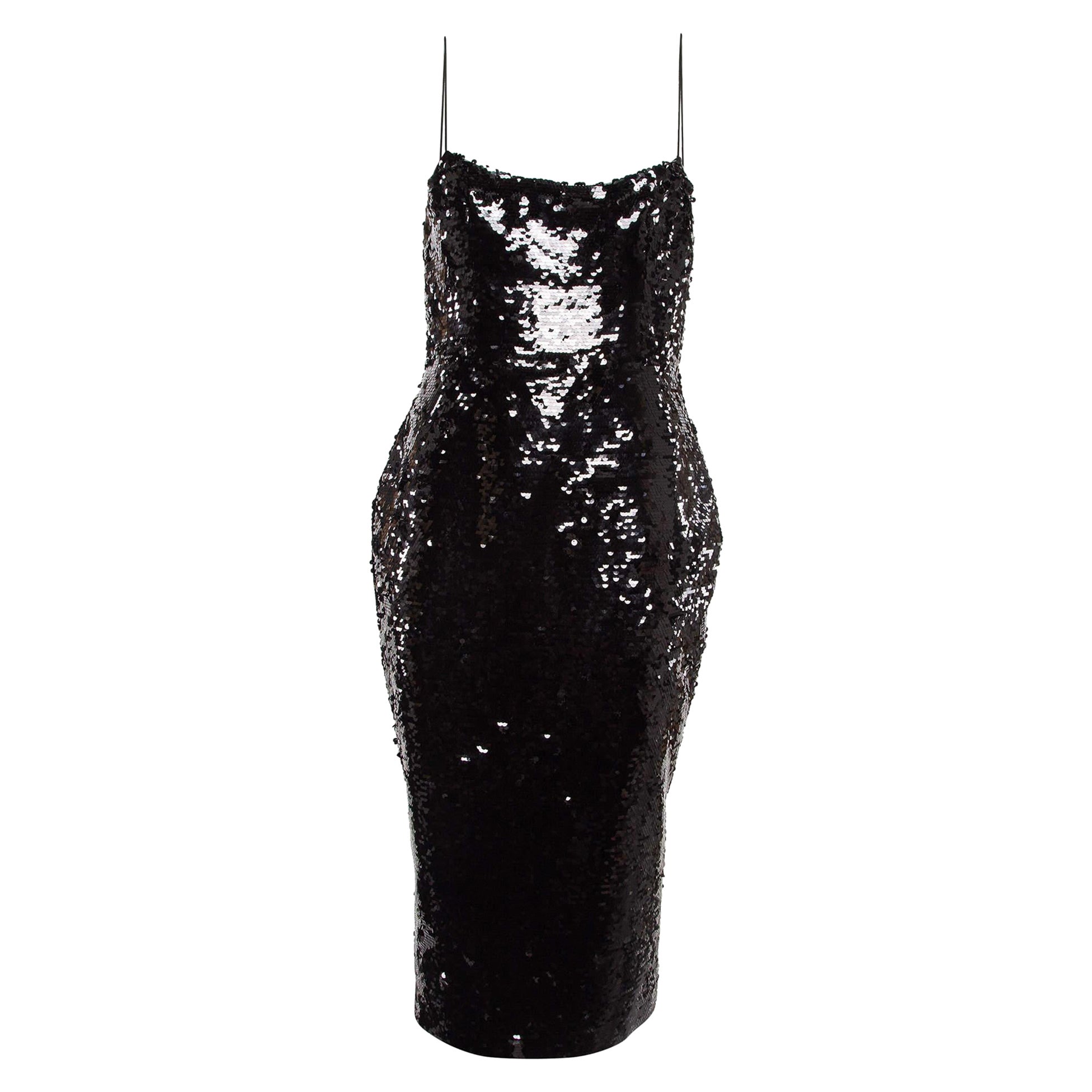 Alex Perry Vestido sin mangas de lentejuelas negro M