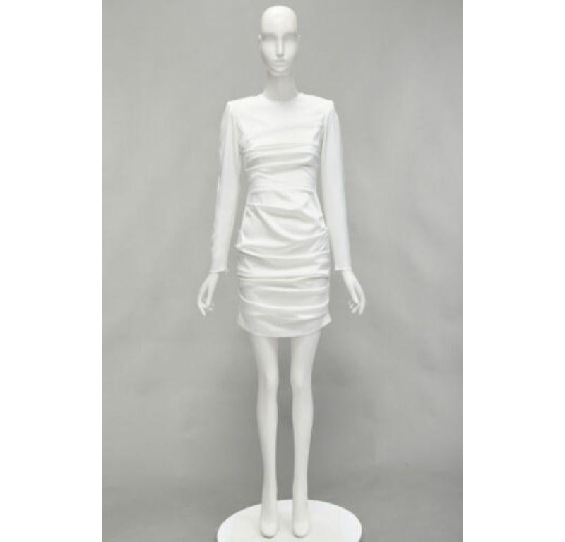 ALEX PERRY Blaze white ruched satin back zip mini cocktail dress UK6 XS For Sale 6