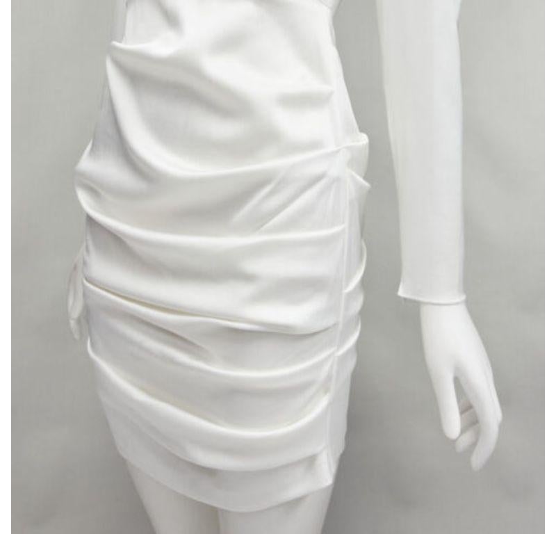 ALEX PERRY Blaze white ruched satin back zip mini cocktail dress UK6 XS
Reference: AAWC/A00417
Brand: Alex Perry
Model: Blaze
Material: Triacetate
Color: White
Pattern: Solid
Closure: Zip
Lining: Fabric
Extra Details: Back two way zip detail.
Made