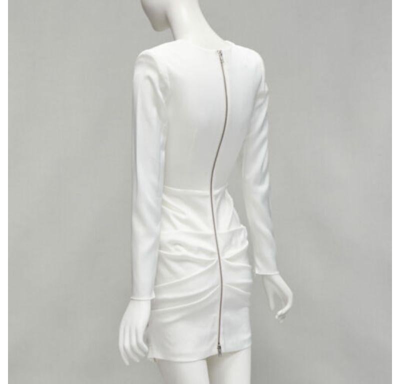 ALEX PERRY Blaze white ruched satin back zip mini cocktail dress UK6 XS For Sale 1