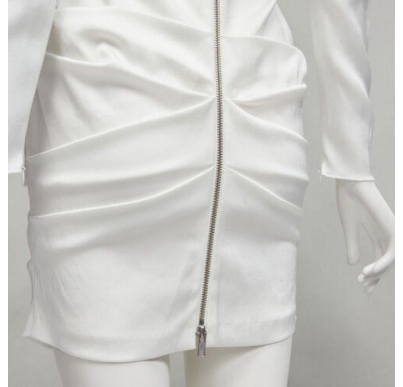 ALEX PERRY Blaze white ruched satin back zip mini cocktail dress UK6 XS For Sale 3