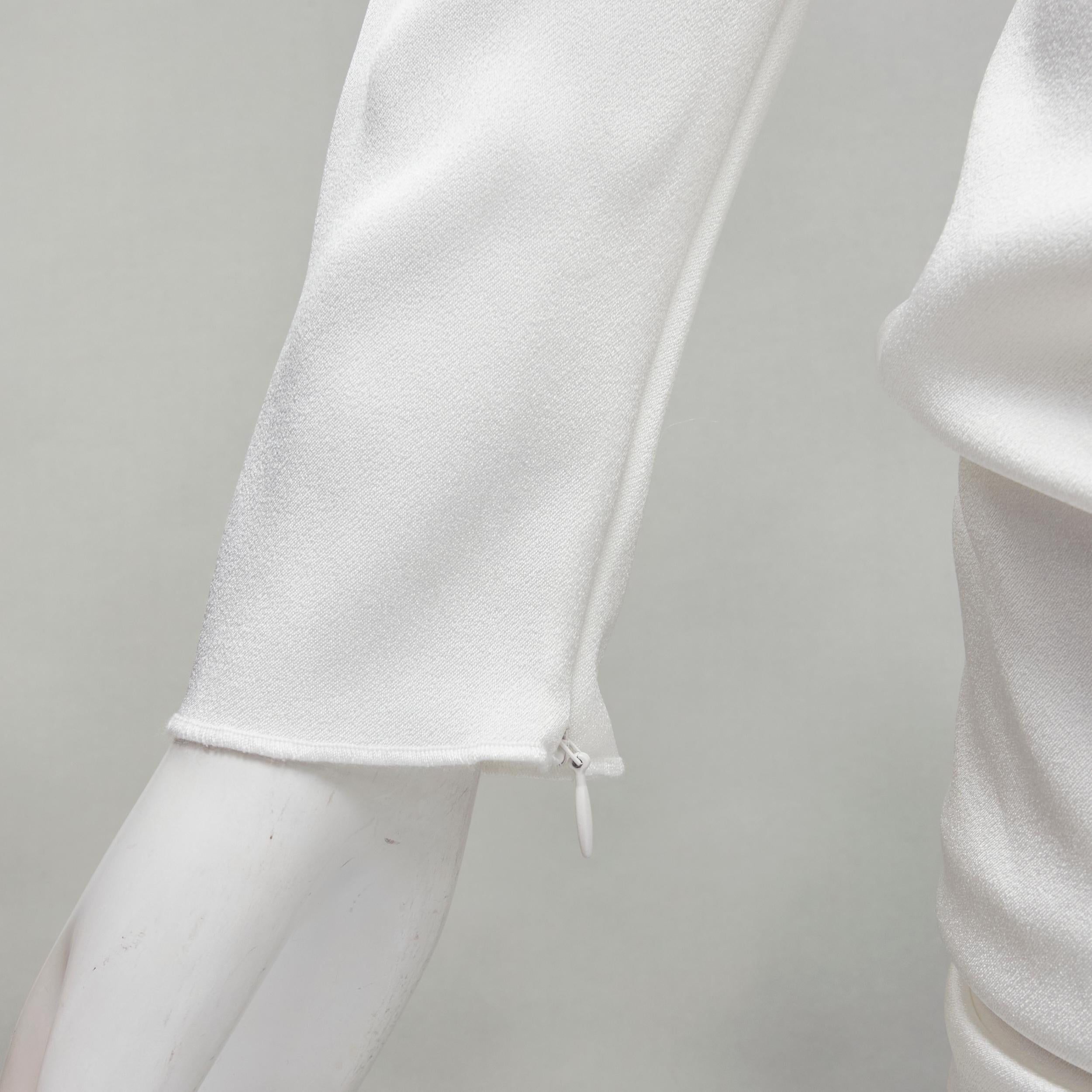 ALEX PERRY Blaze white ruched satin back zip mini cocktail dress UK6 XS For Sale 4