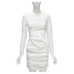 ALEX PERRY Blaze white ruched satin back zip mini cocktail dress UK6 XS