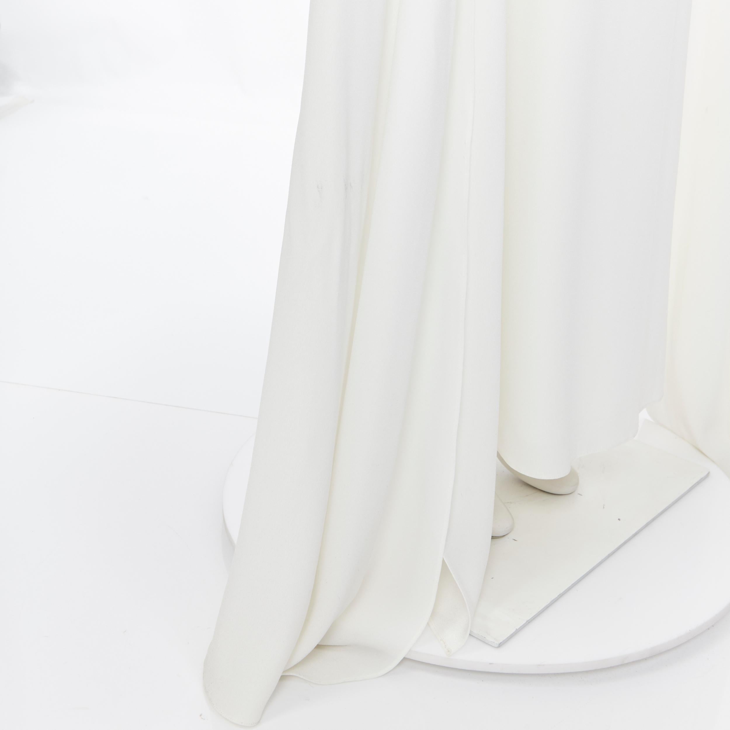 ALEX PERRY Courtney Weißer Satin Crêpe Langarm Cape Abendkleid US4 S 5