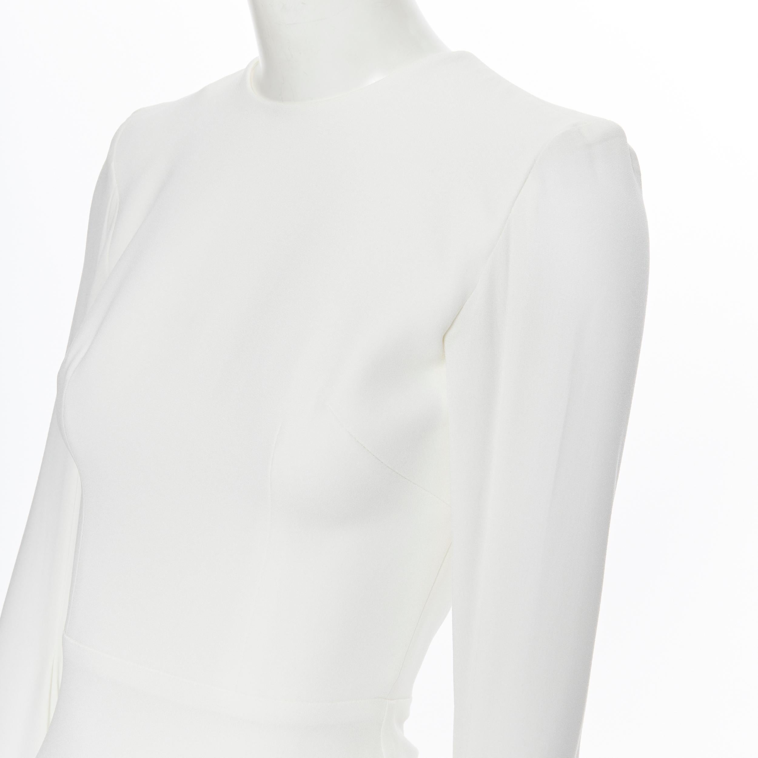 ALEX PERRY Courtney white satin crepe long sleeve cape evening dress US4 S In New Condition In Hong Kong, NT