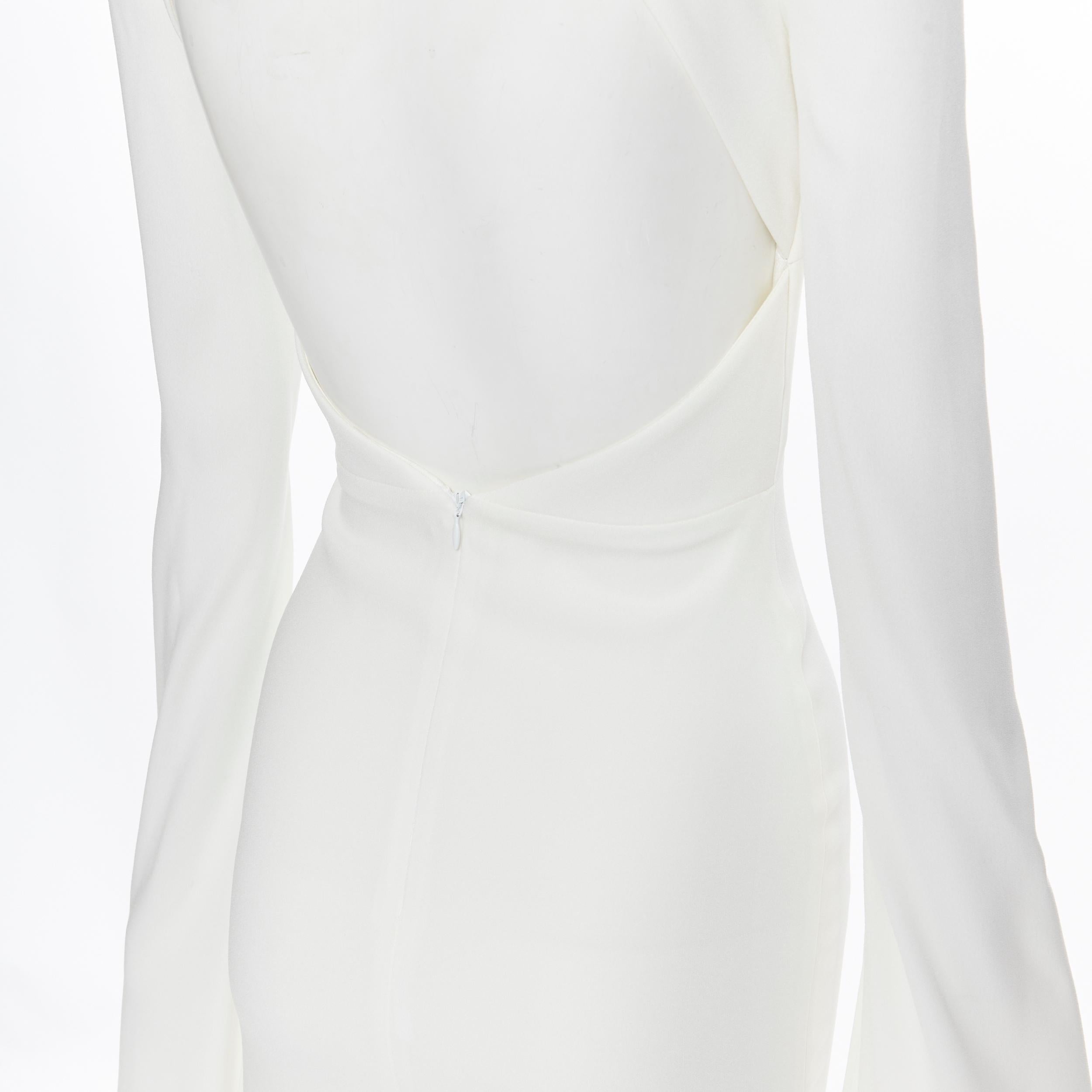 Women's ALEX PERRY Courtney white satin crepe long sleeve cape evening dress US4 S