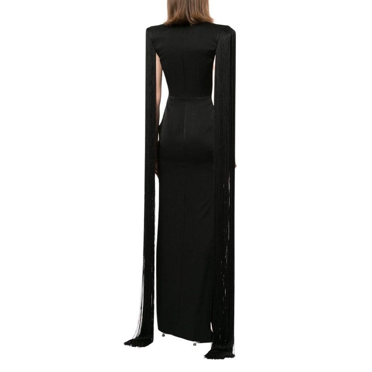 Alex Perry Dallas Fringed-Sleeve Gown For Sale at 1stDibs