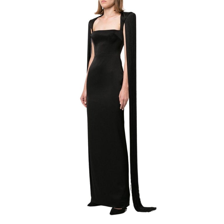 Alex Perry Dallas Fringed-Sleeve Gown For Sale at 1stDibs