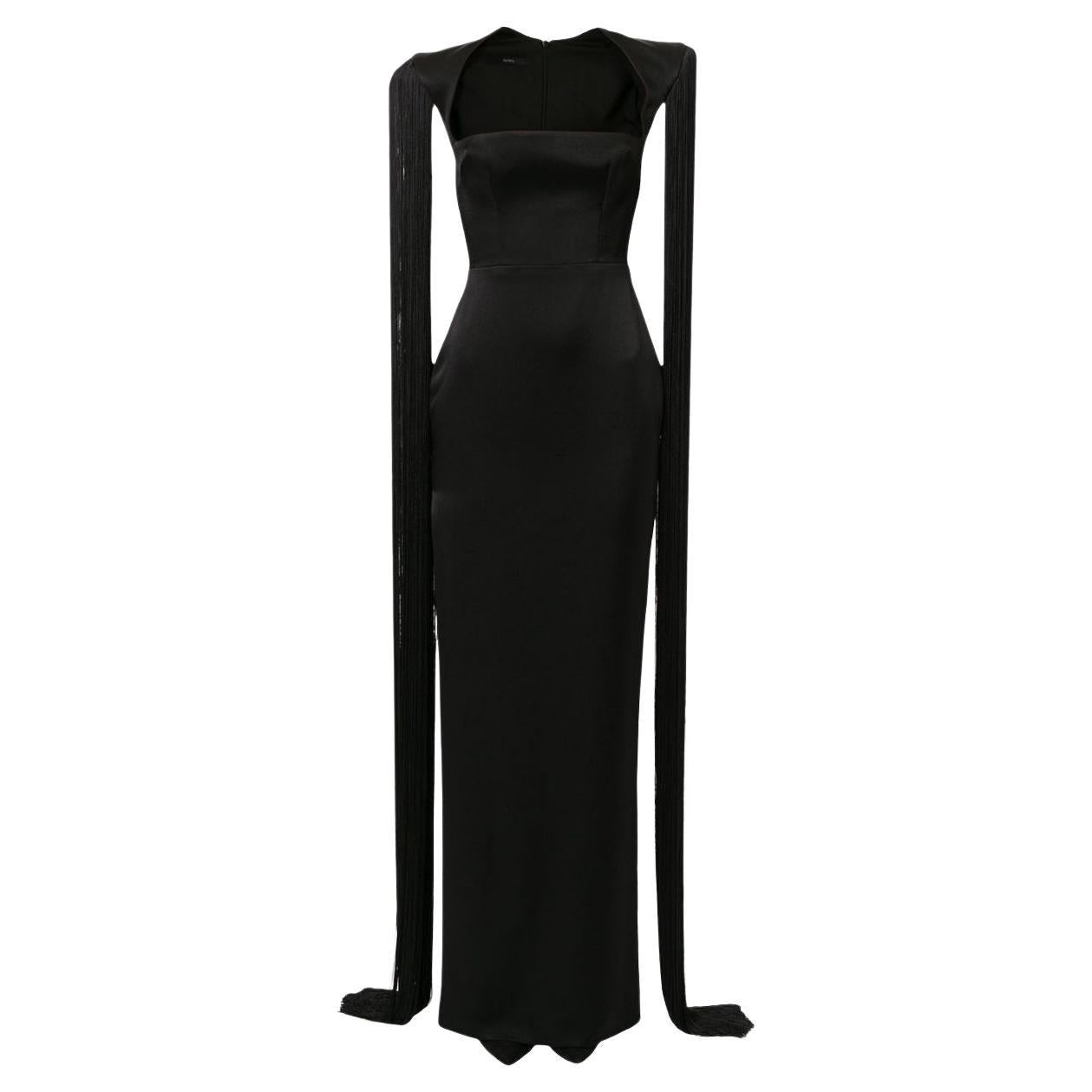 Alex Perry Dallas Fringed-Sleeve Gown For Sale