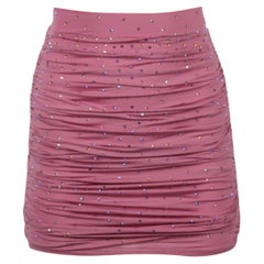 Alex Perry Embellished Ruched Stretch Jersey Mini Skirt Uk 8
