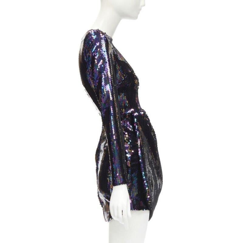 ALEX PERRY Iris lentejuelas azul petróleo hombro padder drapeado mini vestido UK6 S en Excelente estado para la venta en Hong Kong, NT