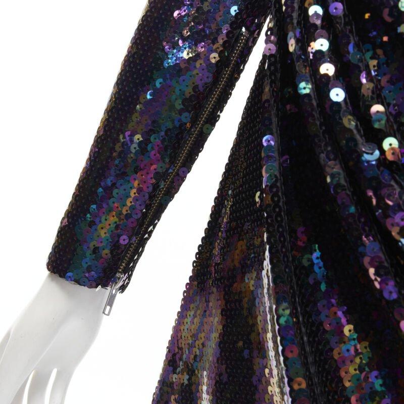 ALEX PERRY Iris lentejuelas azul petróleo hombro padder drapeado mini vestido UK6 S en venta 4