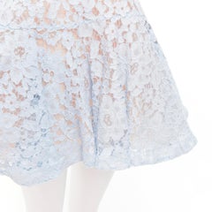 ALEX PERRY Kea powder blue lace full tulle fit flared dress UK8 S