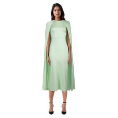 Alex Perry Mint Satin Crepe Crew Cape Dress Size XXS