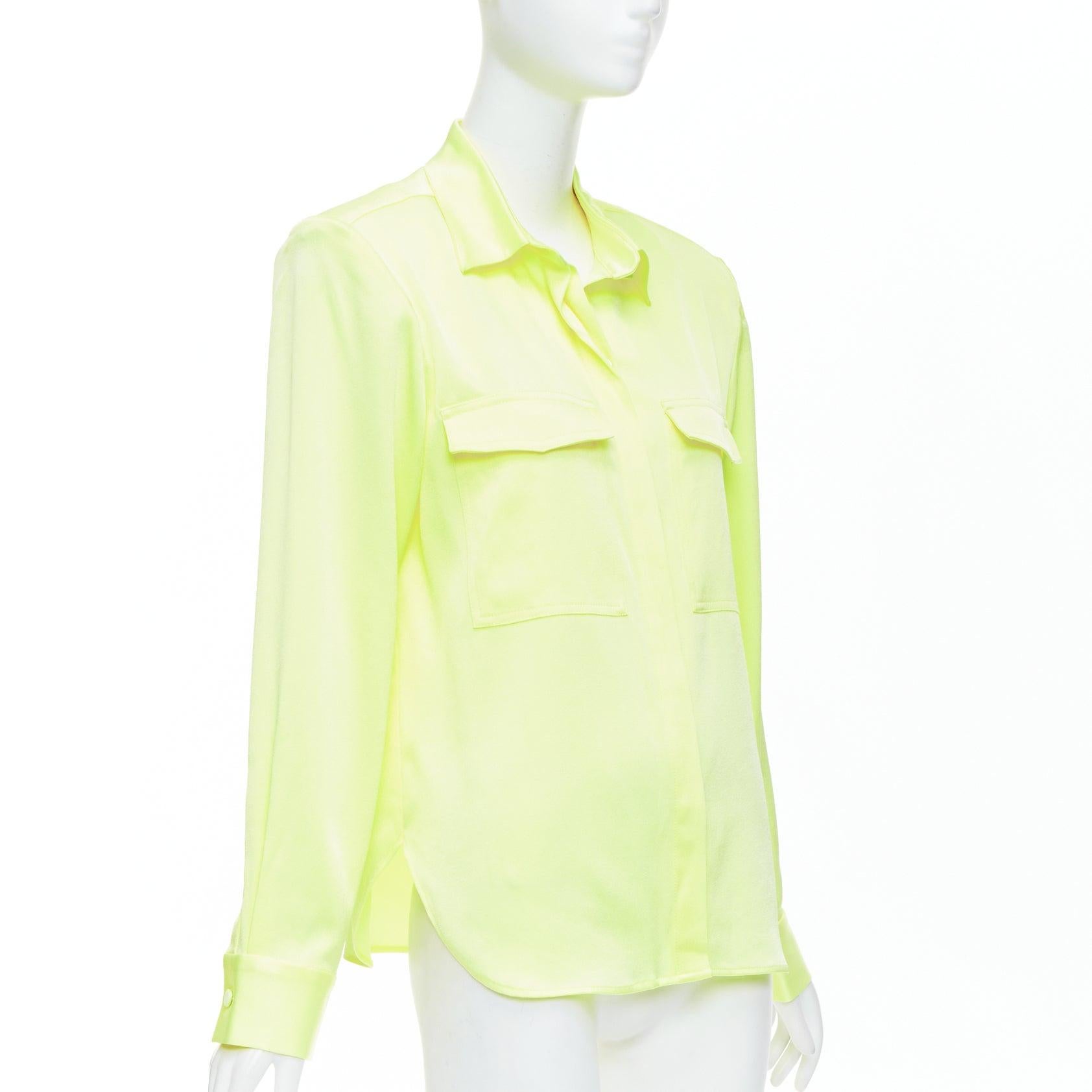 Giallo ALEX PERRY neon yellow padded shoulder button down overshirt UK8 S in vendita