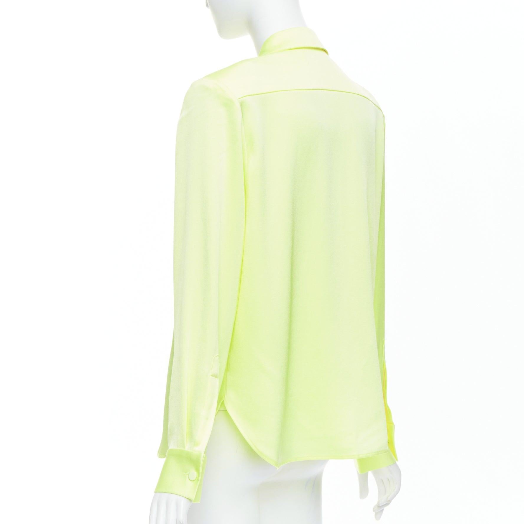 ALEX PERRY neon yellow padded shoulder button down overshirt UK8 S in vendita 1