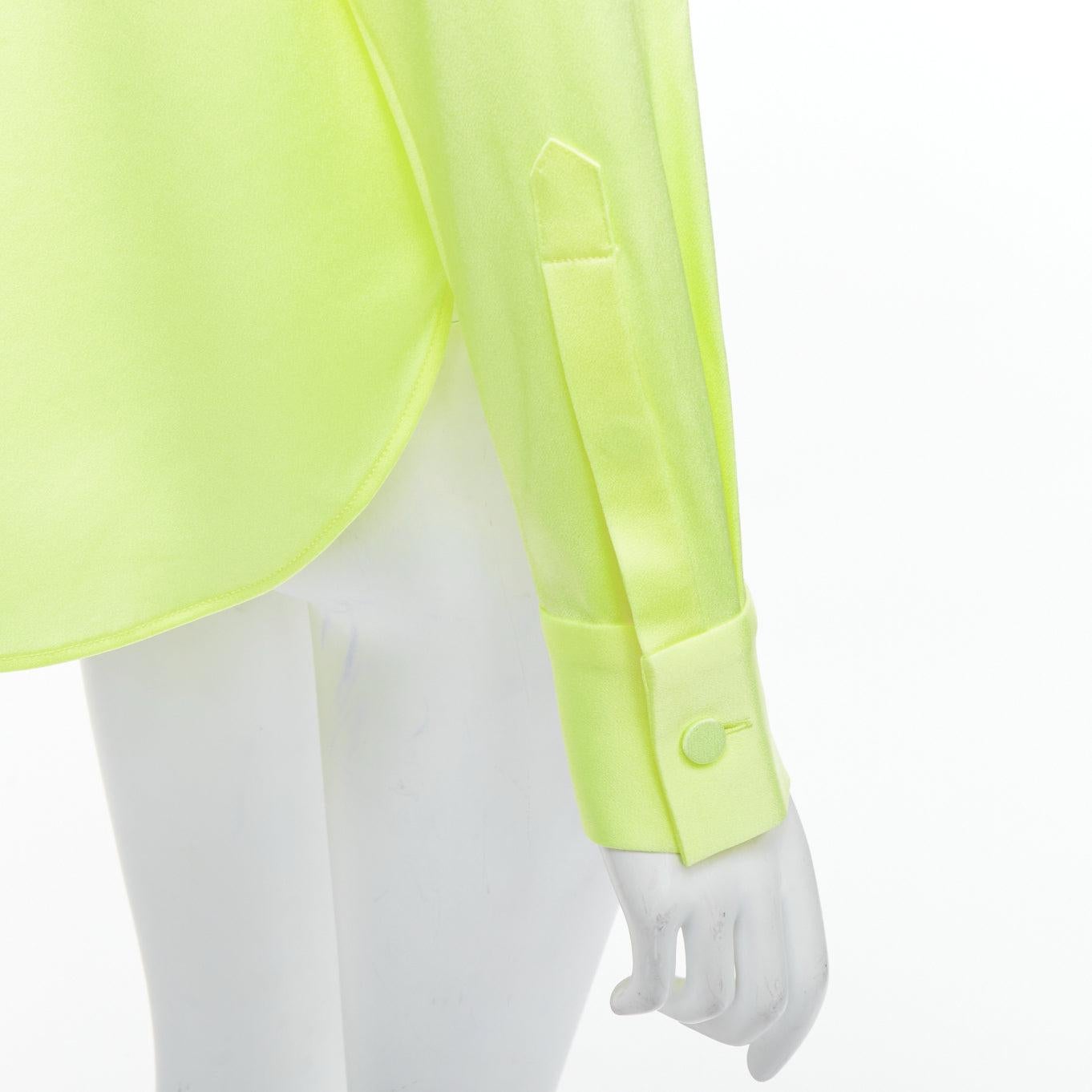 ALEX PERRY neon yellow padded shoulder button down overshirt UK8 S in vendita 3