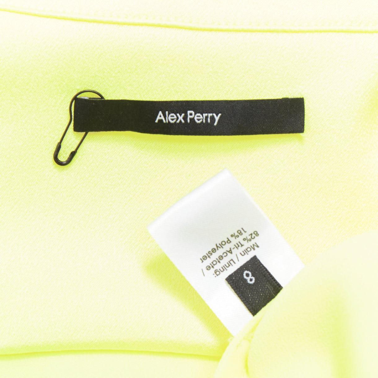ALEX PERRY neon yellow padded shoulder button down overshirt UK8 S in vendita 4