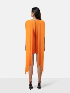 Alex Perry Orange Drape Detail Bodycon Dress Size M