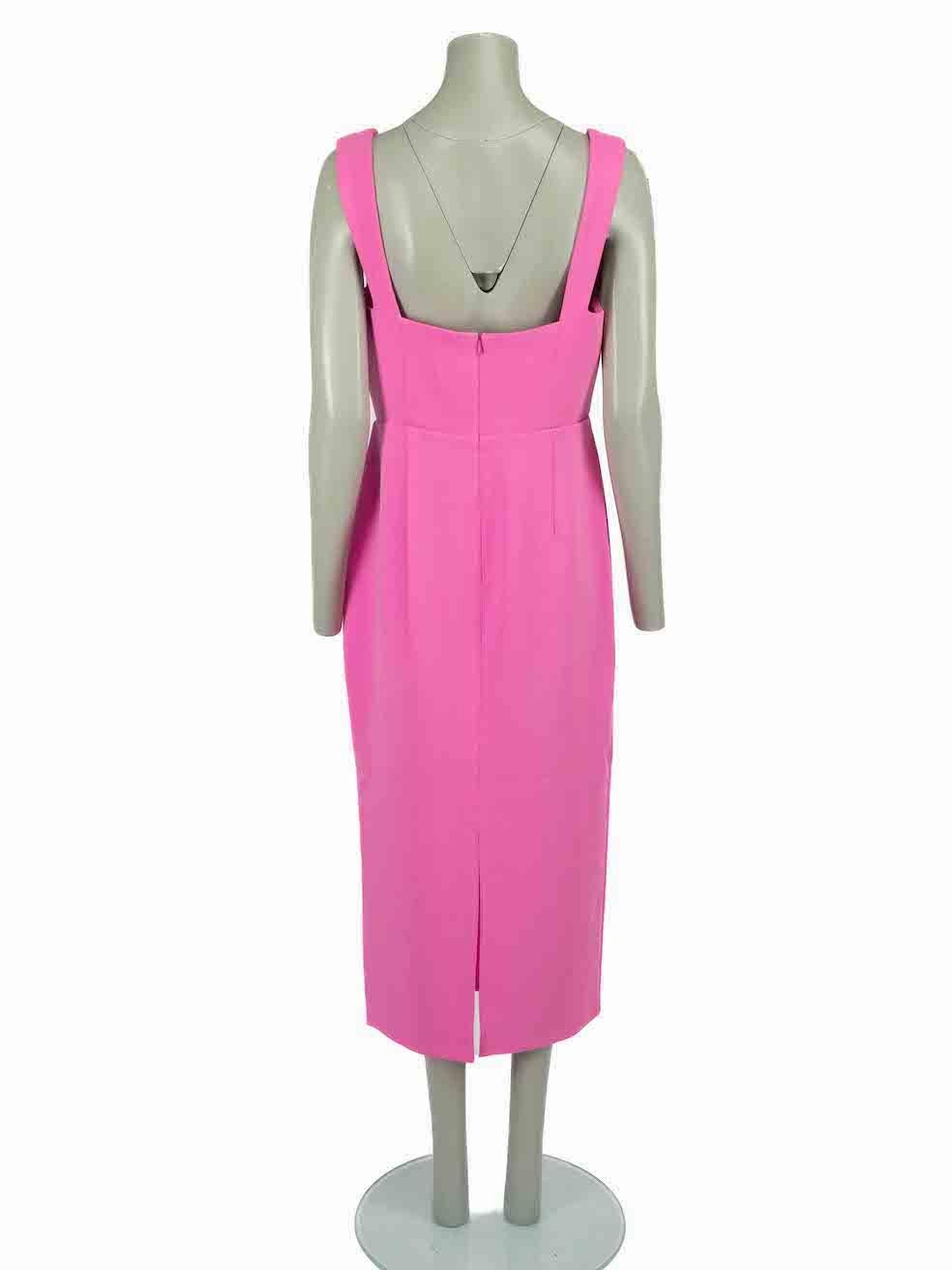 Alex Perry Pink Sweetheart Neck Midi Dress Size XL In Excellent Condition For Sale In London, GB